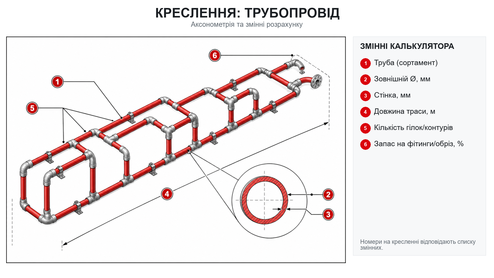 Схема розмірів: Кругла труба